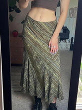 Vintage Print Irregular Pleated Bow Midi Skirt